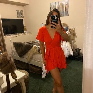 Orange Wrap Dress